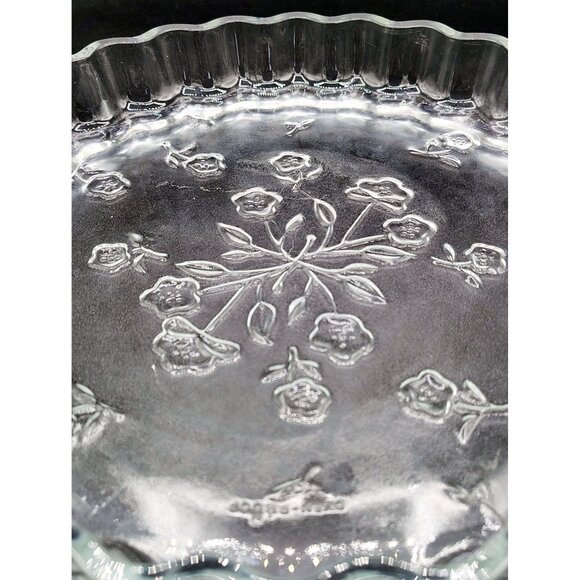 Quiche Pie Plate Anchor Hocking Vintage 10" Glass Dish Pattern Scalloped Edge - Picture 9 of 16